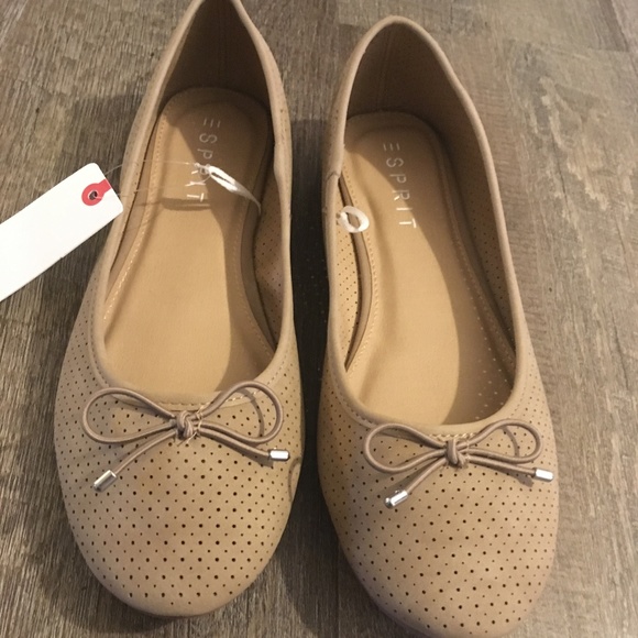 ESPRIT Orly Bow Tie Perforated Flats, Taupe - Picture 1 of 2